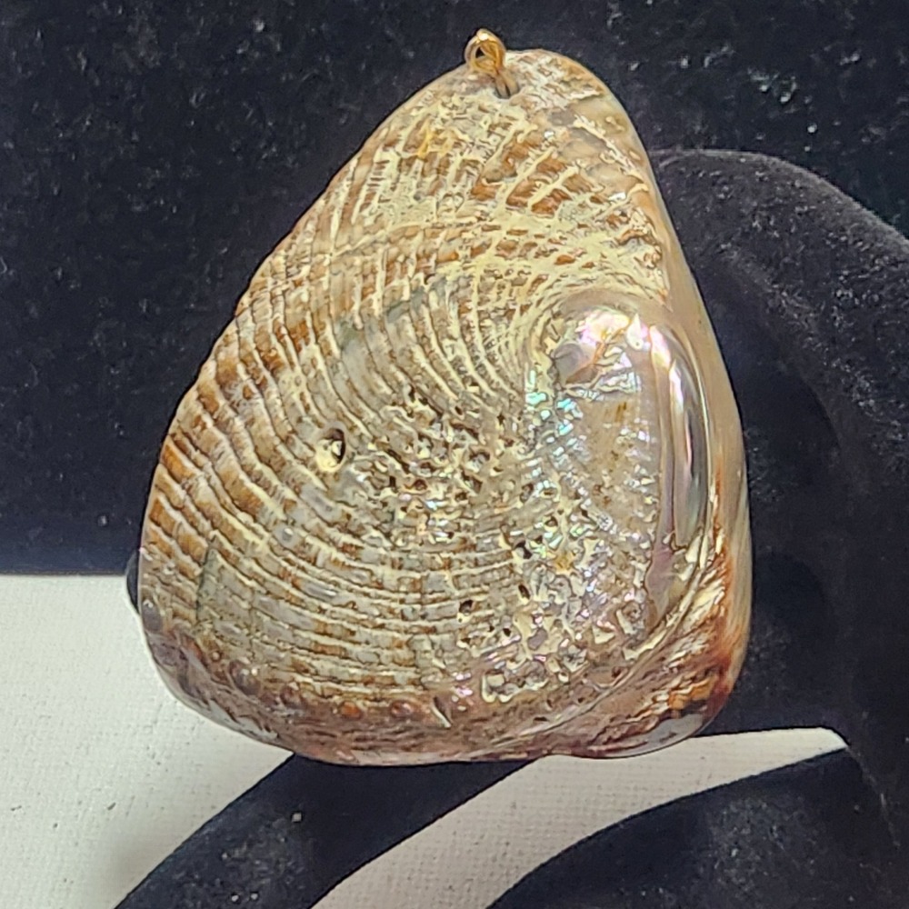 Natural Iridescent Abalone Shell Pendant Organic Triangle Mother of Pearl Boho